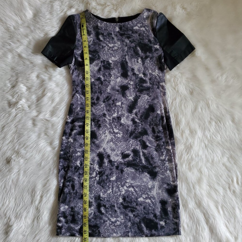 Cut25 by Yigal Azrouel Leather Trim Marbled Print Dress Size Small - Picture 11 of 15